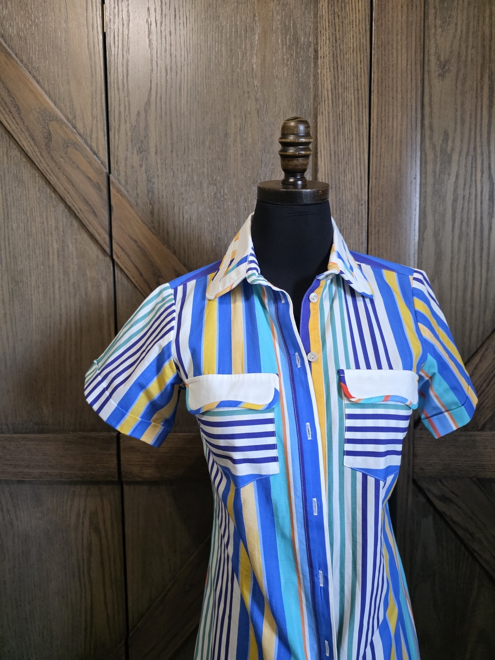 De Loreta Striped Mini Shirt Dress - Picture 2 of 5